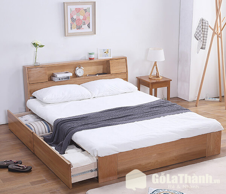 giường hộc kéo bằng gỗ tự nhiên