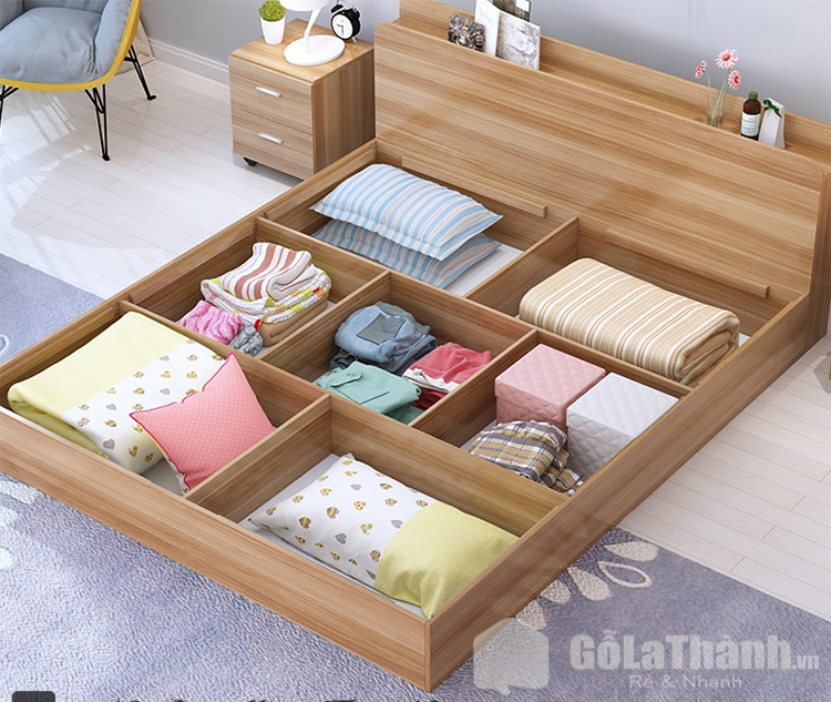 Thiết kế nhiều ngăn chứa đồ bên dưới gầm giường