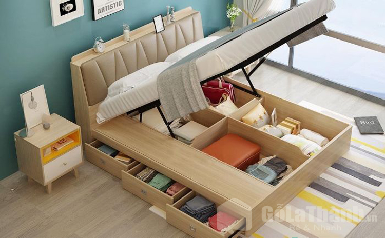 thiết kế mặt giường có hệ thống nâng