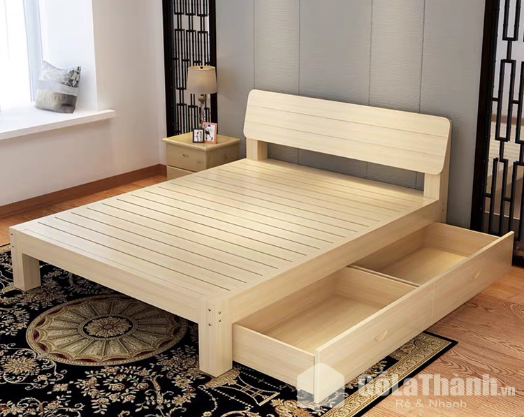 giường ngủ có ngăn kéo gỗ tự nhiên