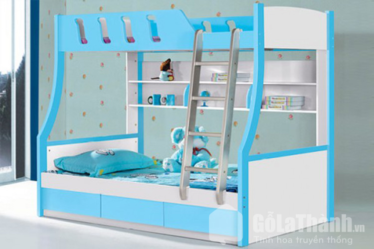 giường ngủ tầng dành cho bé màu xanh