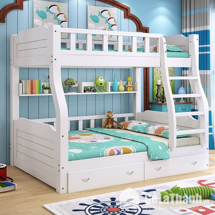 Giường 2 tầng trẻ em gỗ tự nhiên