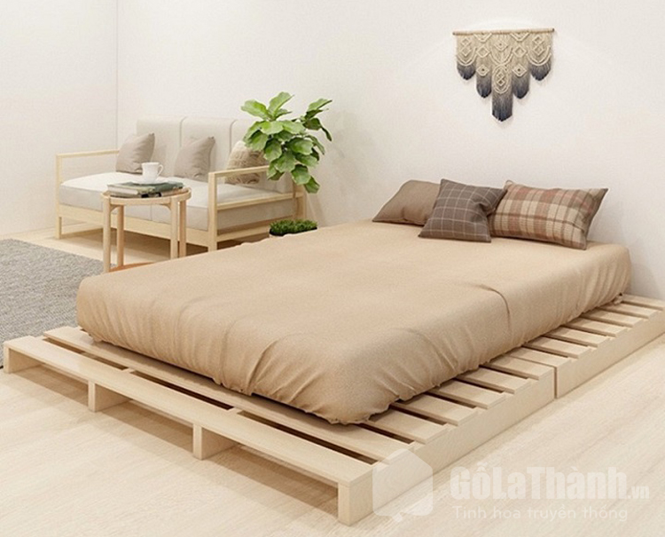 giường đôi đẹp pallet gỗ