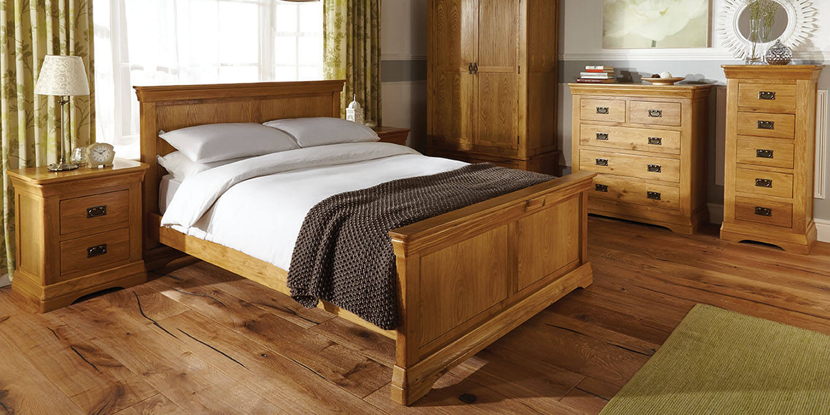 giường tân cổ điển gỗ sồi