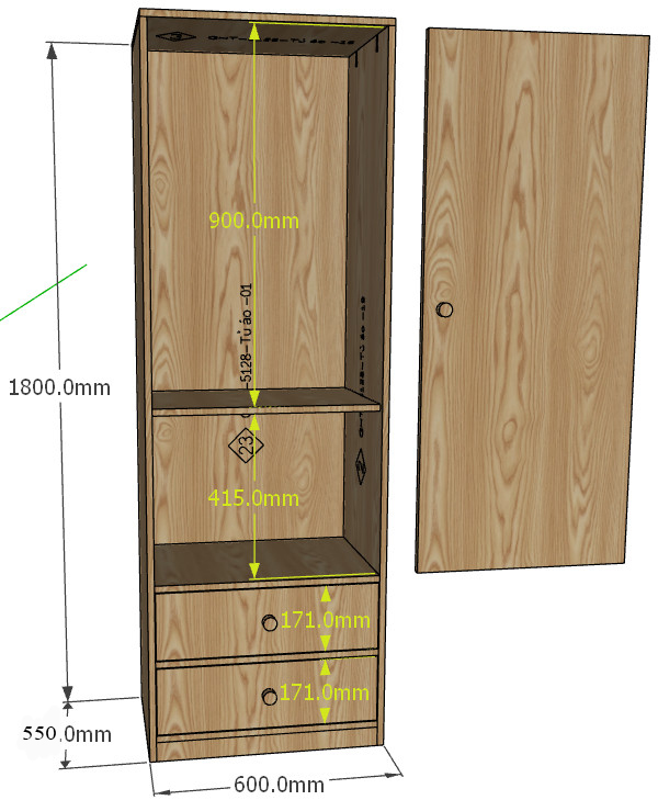 kích thước tủ áo
