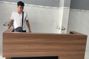 Quầy lễ tân độc đáo bằng gỗ MDF GHT-4050 photo review