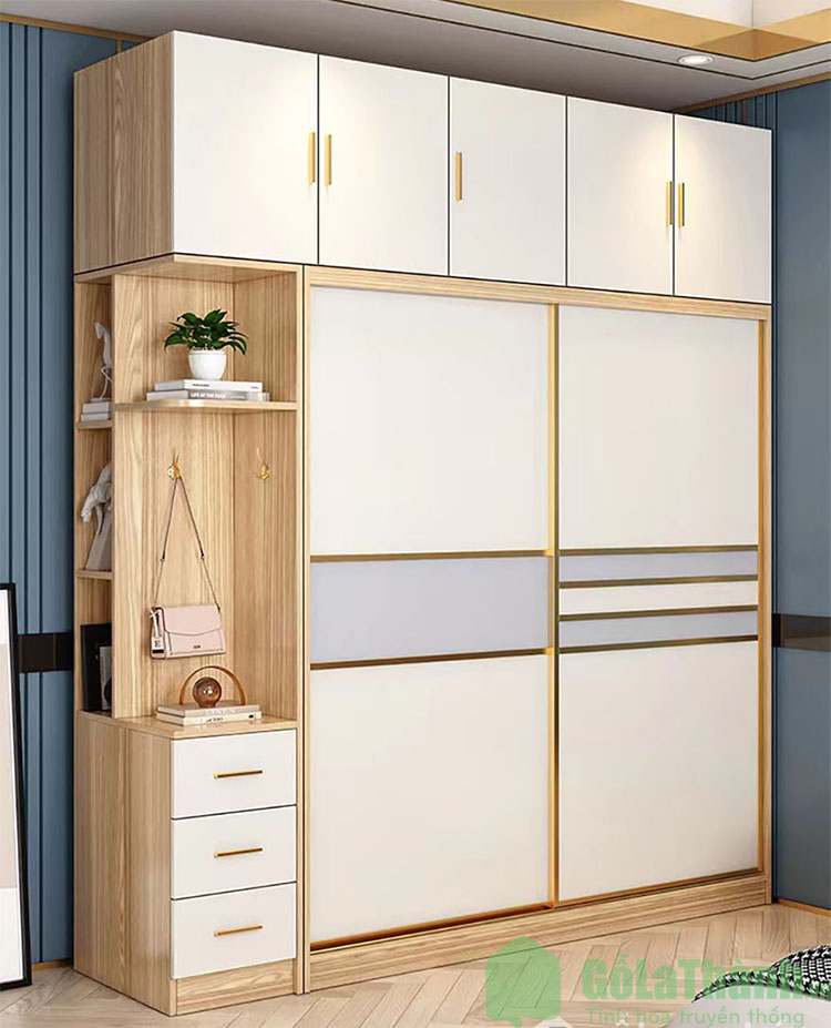 Tủ quần áo MDF 1m8 kèm kệ trang trí