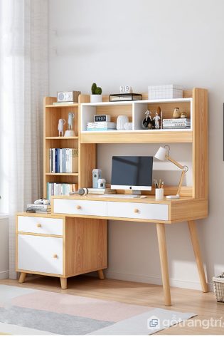 bàn học liền giá sách tiện lợi