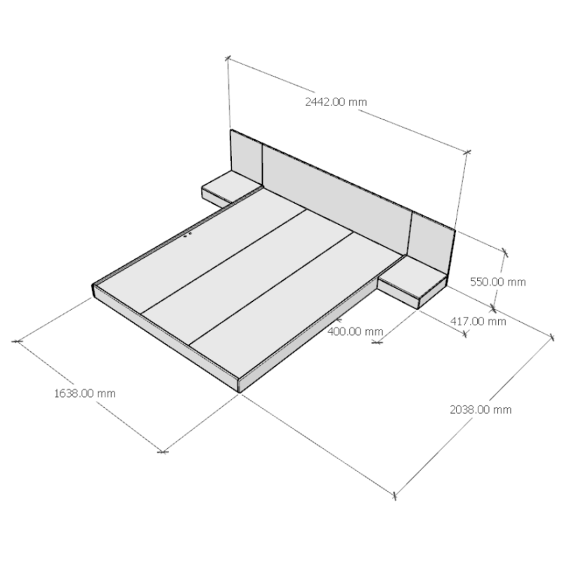 Kích thước giường tatami gỗ mdf