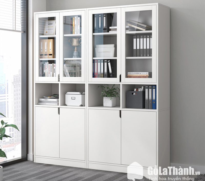 tủ tài liệu gỗ mdf phủ melamine có cánh kính