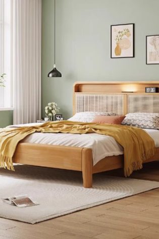 giường ngủ gỗ phong cách vintage