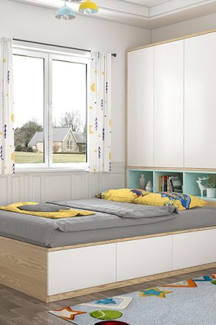 giường liền tủ gỗ công nghiệp