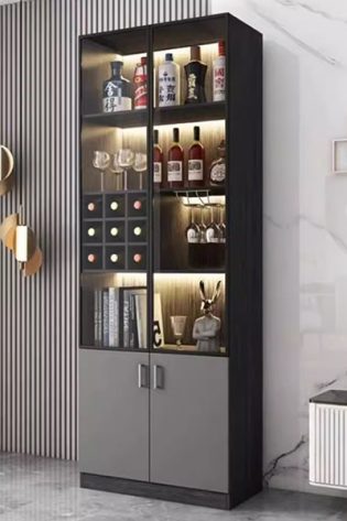 tủ trưng bày rượu cánh kính ấn tượng