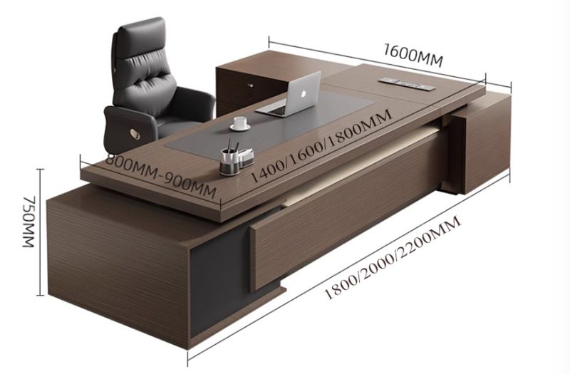 kích thước bàn giám đốc bằng gỗ phủ melamine