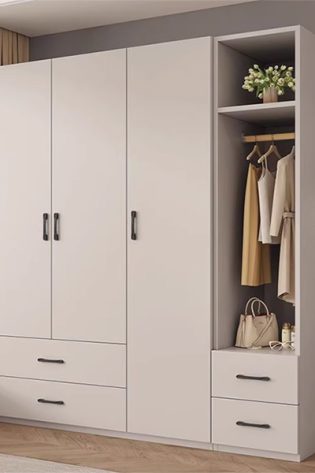 tủ áo 3 ánh cùng kệ trang trí