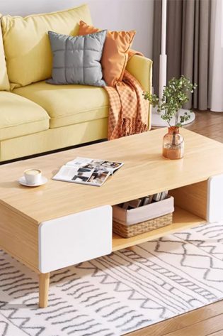 bàn trà chân gỗ tự nhiên