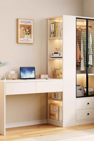 tủ áo cánh kính hợp bàn làm việc
