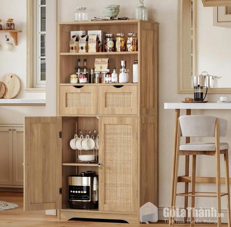 tủ đồ nhà bếp cánh lưới mây