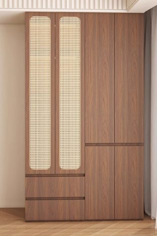 tủ áo gỗ phối cánh mây