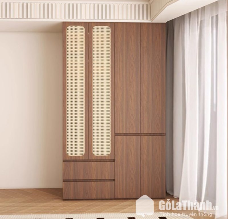 tủ áo gỗ điểm cánh mây đẹp hiện đại