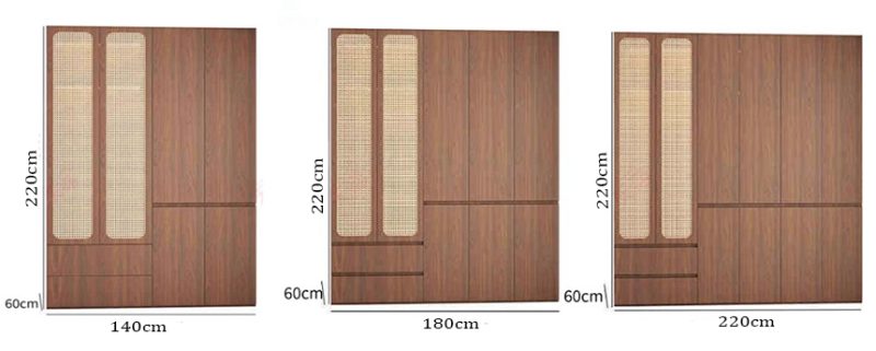 tủ áo gỗ phối cánh mây đẹp hiện đại