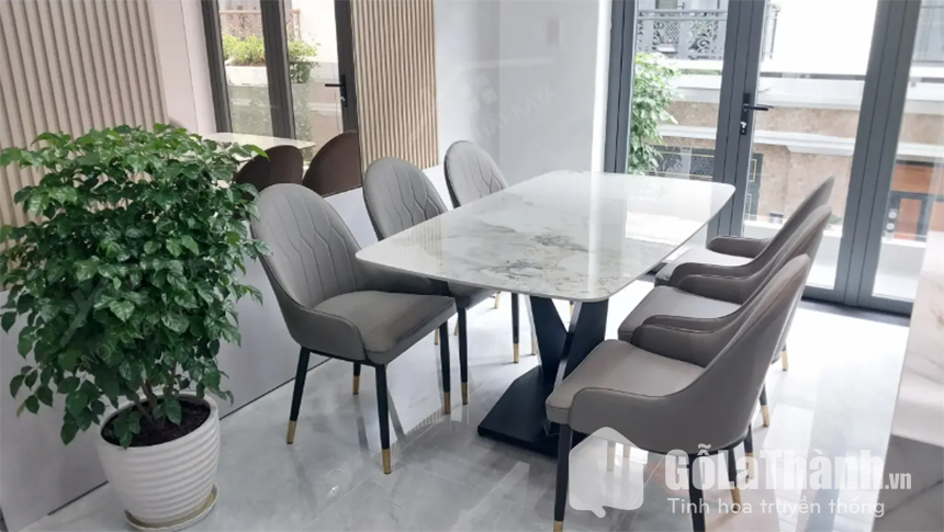 bàn ăn 6 ghế mặt đá