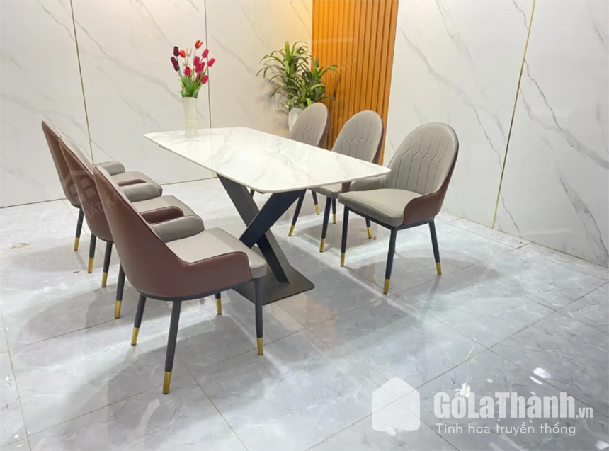 bàn ăn 6 ghế mặt đá