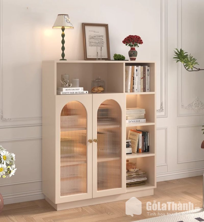 tủ trang trí cánh kính sọc