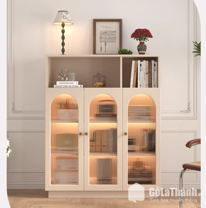 tủ trang trí cánh kính sọc