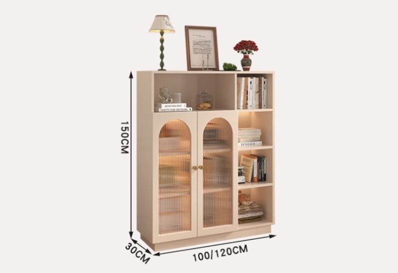 tủ trang trí cánh kính sọc