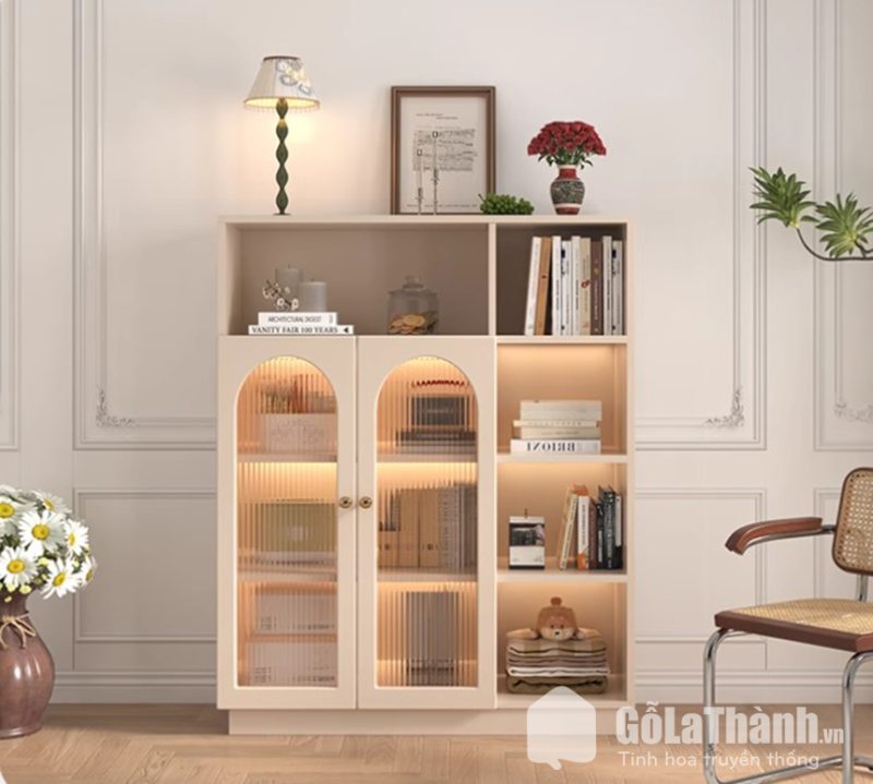 tủ trang trí cánh kính sọc