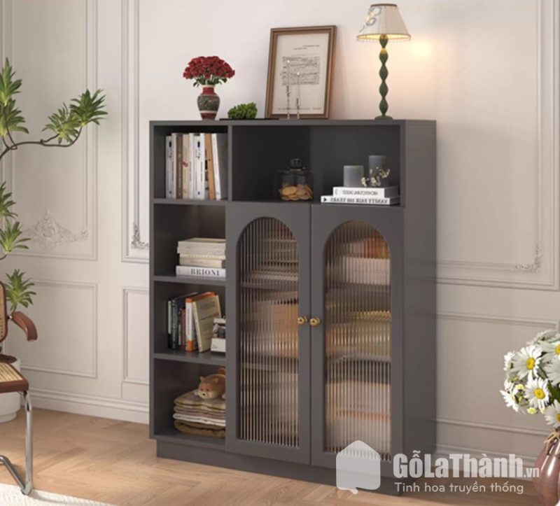 tủ trang trí cánh kính sọc