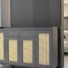 Tủ gỗ để đồ kết hợp trang trí phối cánh lưới mây GHT-5314