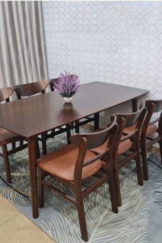 bàn ăn 6 ghế gỗ tự nhiên