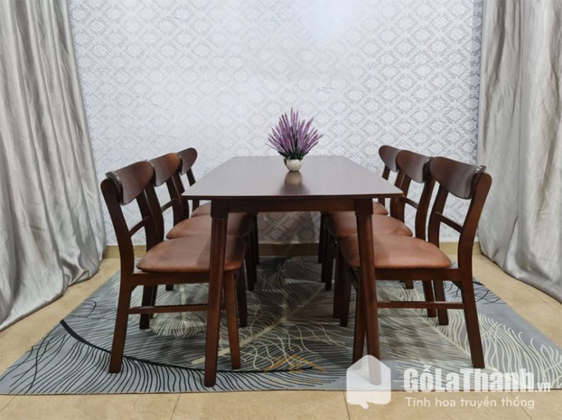 bộ bàn ăn 6 ghế gỗ tự nhiên