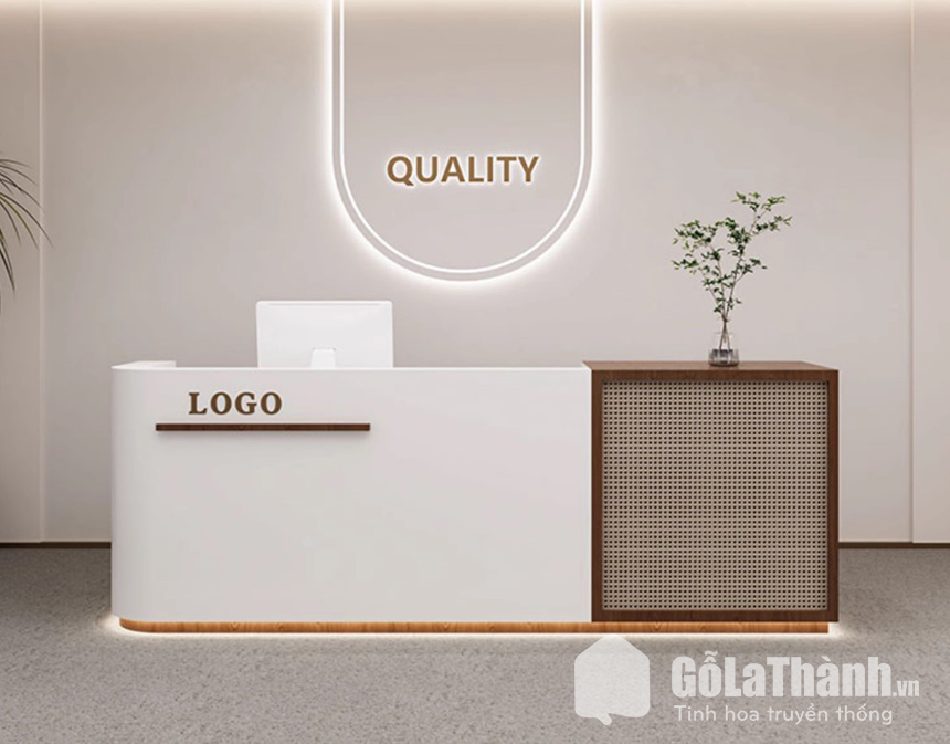quầy lễ tân dáng cong hiện đại