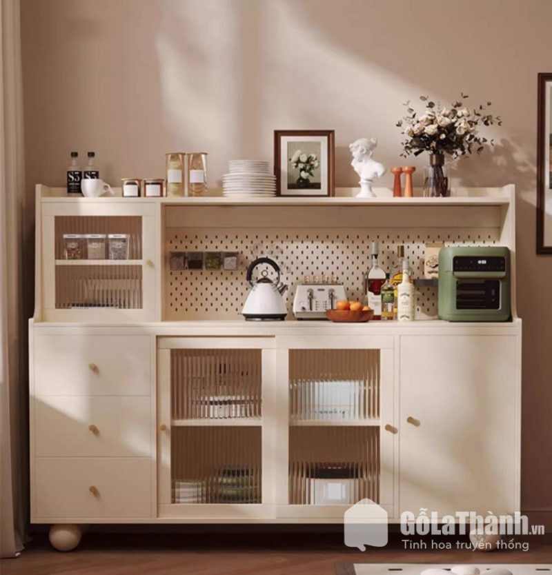 tủ bếp chân tròn thiết kế độc đáo