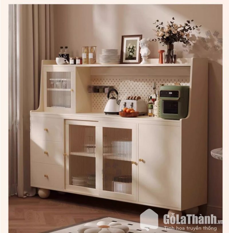 tủ bếp chân tròn thiết kế hiện đại