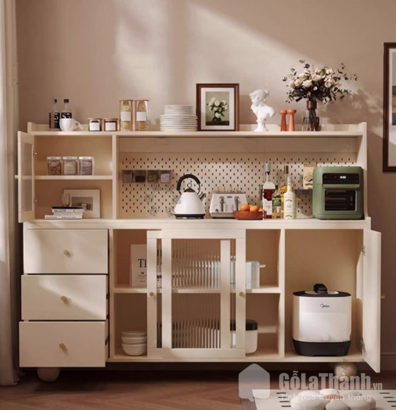 tủ bếp chân tròn thiết kế độc đáo