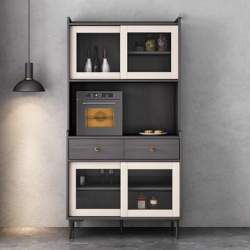 tủ đồ nhà bếp cửa lùa cánh kính