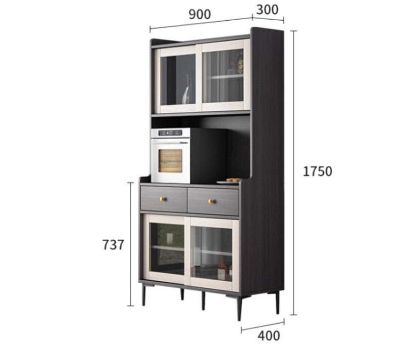 tủ đồ nhà bếp cửa lùa cánh kính