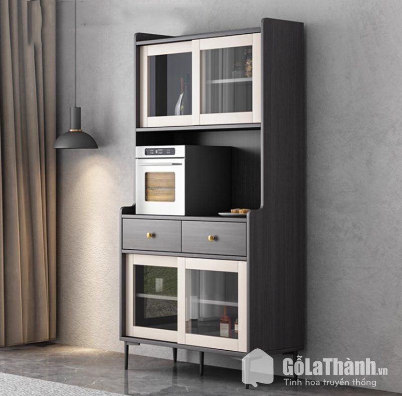 tủ đồ nhà bếp cửa lùa cánh kính
