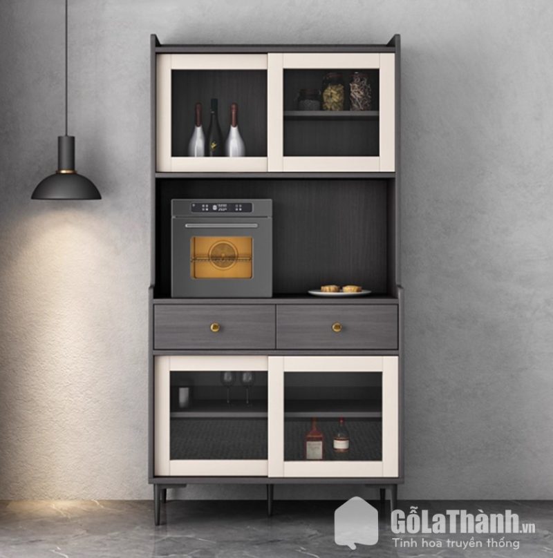 tủ đồ nhà bếp cửa lùa cánh kính