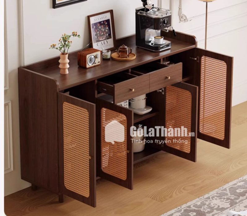 tủ gỗ để đồ kết hợp trang trí