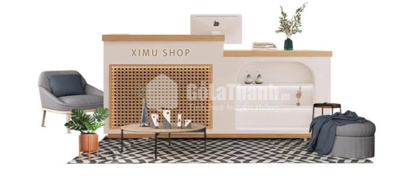 quầy lễ tân điểm lưới mây độc đáo