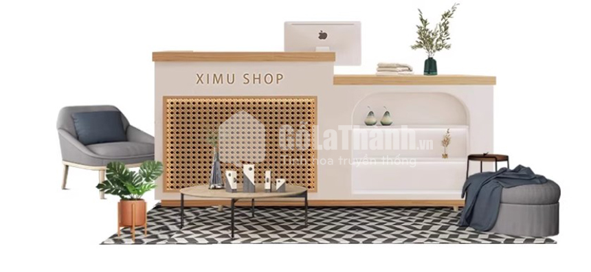 quầy lễ tân điểm lưới mây độc đáo