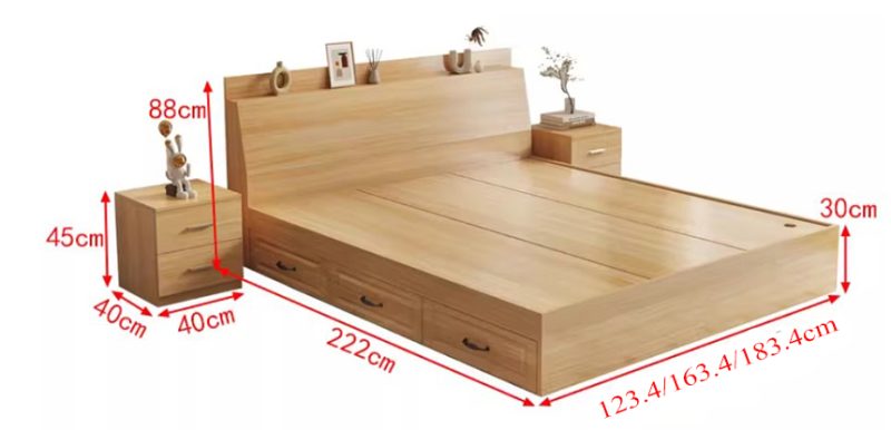 giường gỗ công nghiệp có 3 ngăn kéo