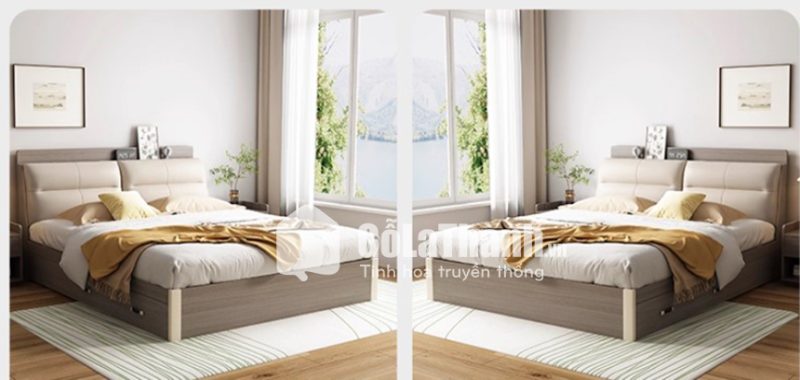 giường có đệm gối đầu giường