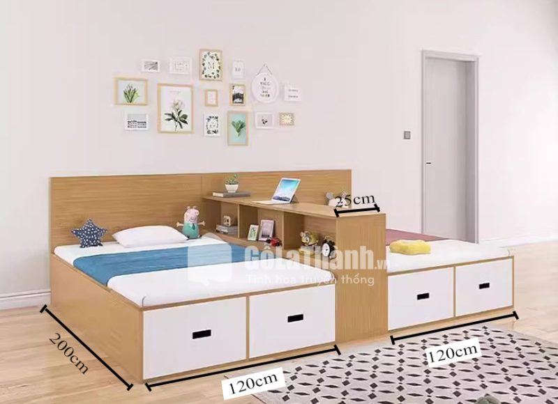 kích thước giường đôi có ngăn kéo cho bé