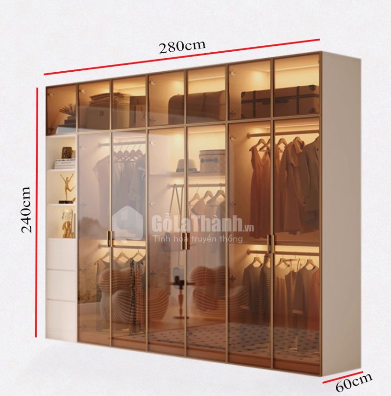 hệ tủ áo cánh kính cường lực
